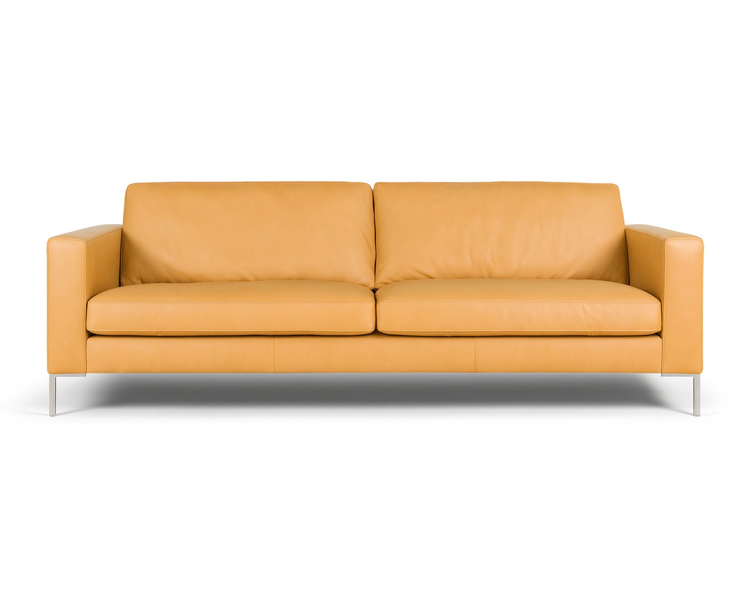 Sits Impulse soffa 3-sits i läder med vinklade metallben i borstad aluminium