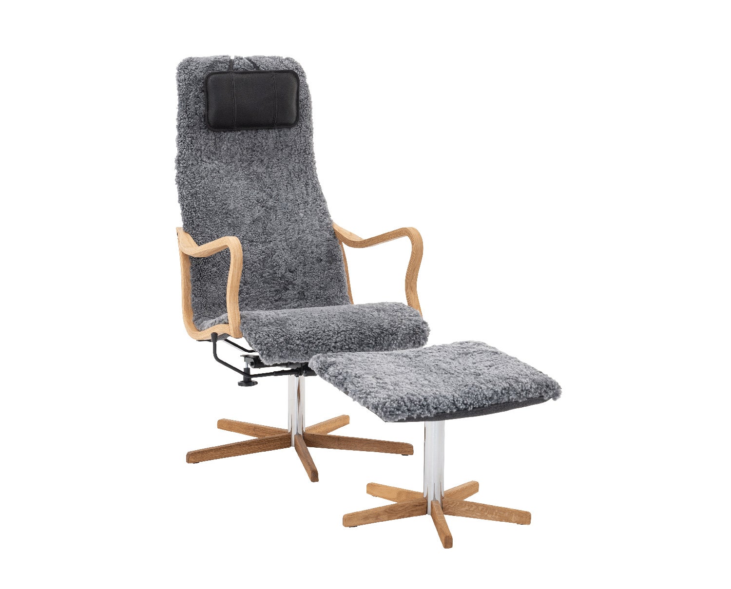 Chic Fåtölj med fotpall i fårskinn