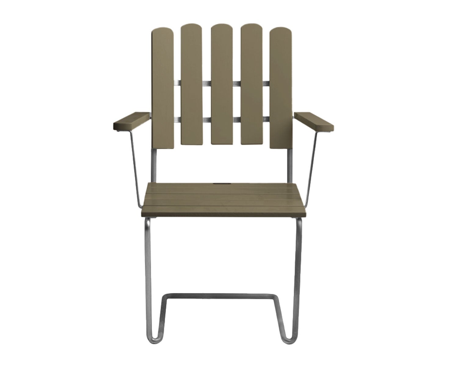 A2 Fåtölj i ljusgrön lackad ek med varmförzinkat stativ