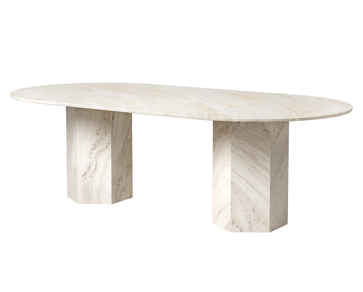 Epic Matbord Ellips Neutral White Travertine