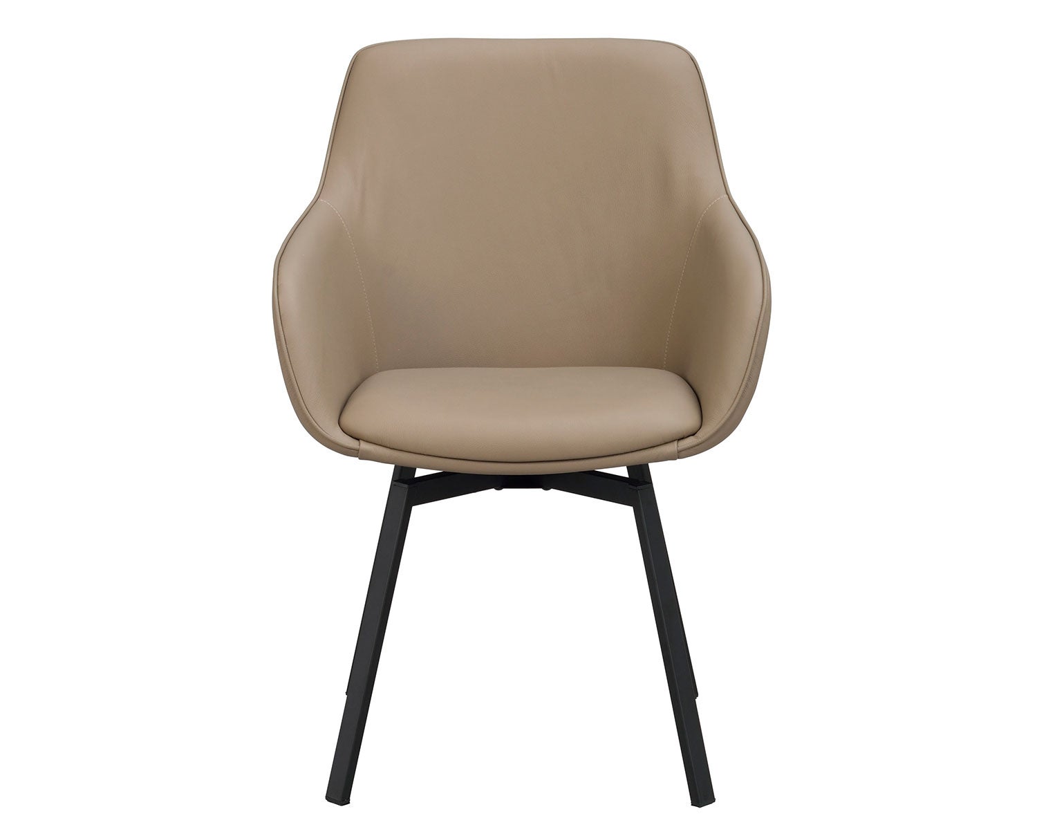 Alison karmstol i beige läder, svarta metallben