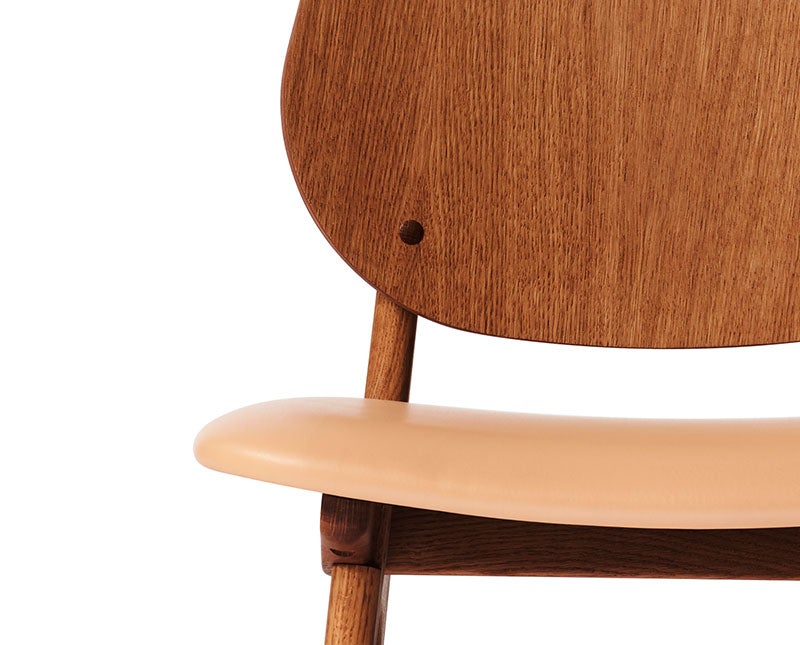 Noble Stol i teak, klädd i naturfärgat läder