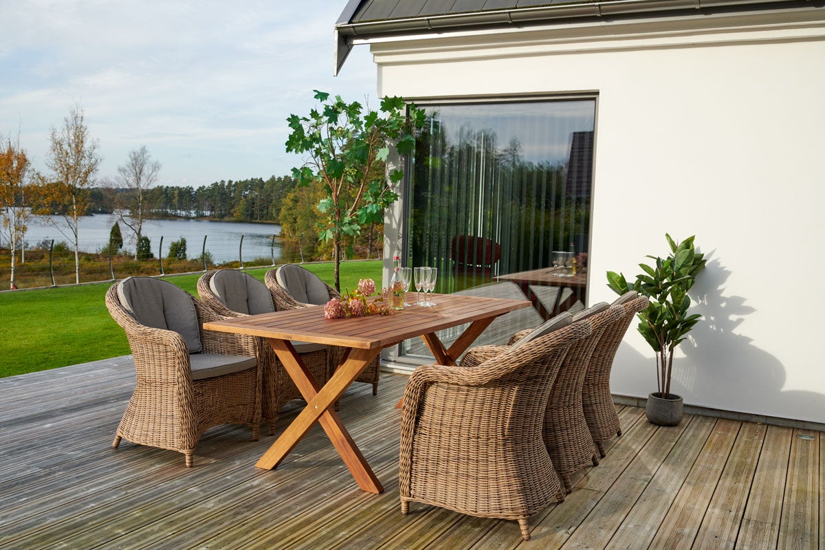 Eads Karmstol Natur / Beige på terrass i solnedgång