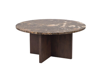 Brooksville Soffbord Runt Brun Marmor Brun Ek