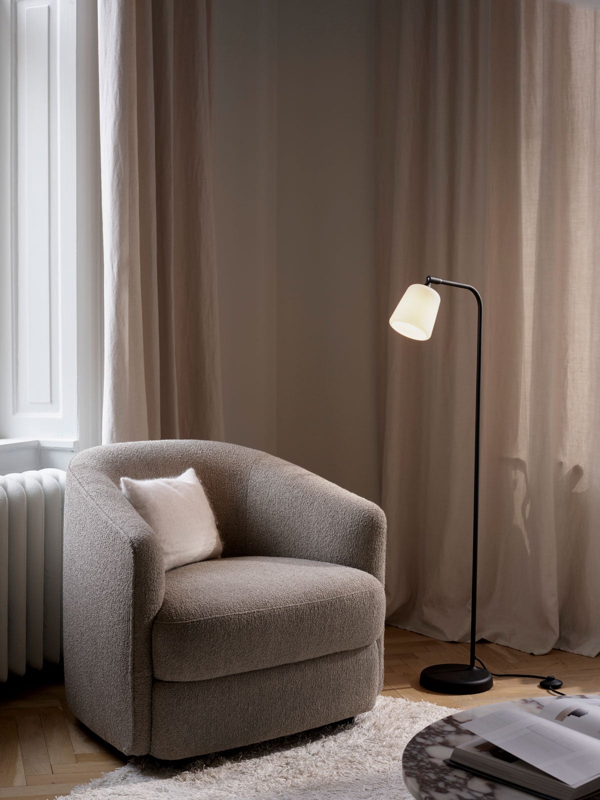 New-Works_Spring-2022_Material-Floor-Lamp_Opal-Glass_Covent-Lounge-Chair