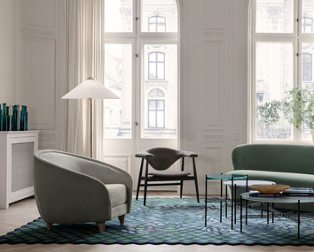 9602 Golvlampa Tyg Canvas som del av soffgrupp i vardagsrum