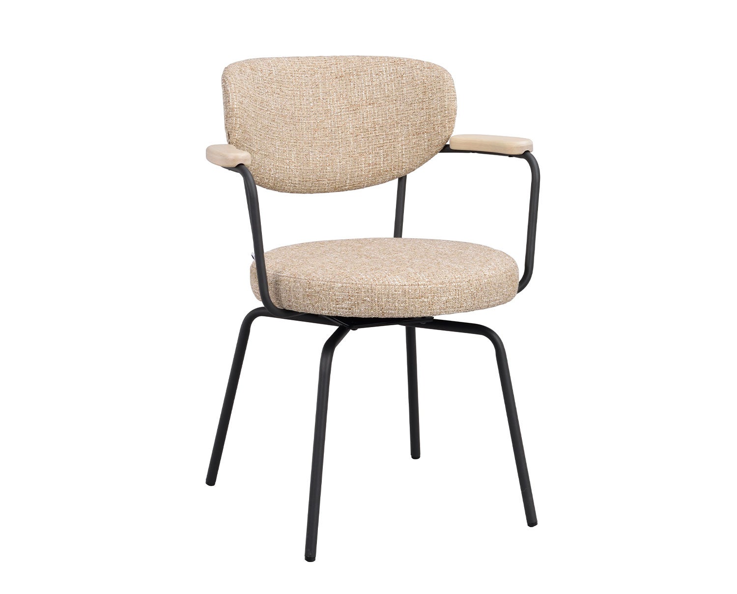 Merrick Karmstol i mörkbeige tyg med svarta metallben