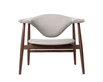 Masculo loungefåtölj, amerikansk valnöt, tyg Dedar Sinequanon 010 Acqua