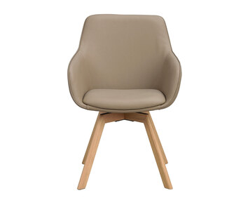 Alison karmstol i beige läder, ekben