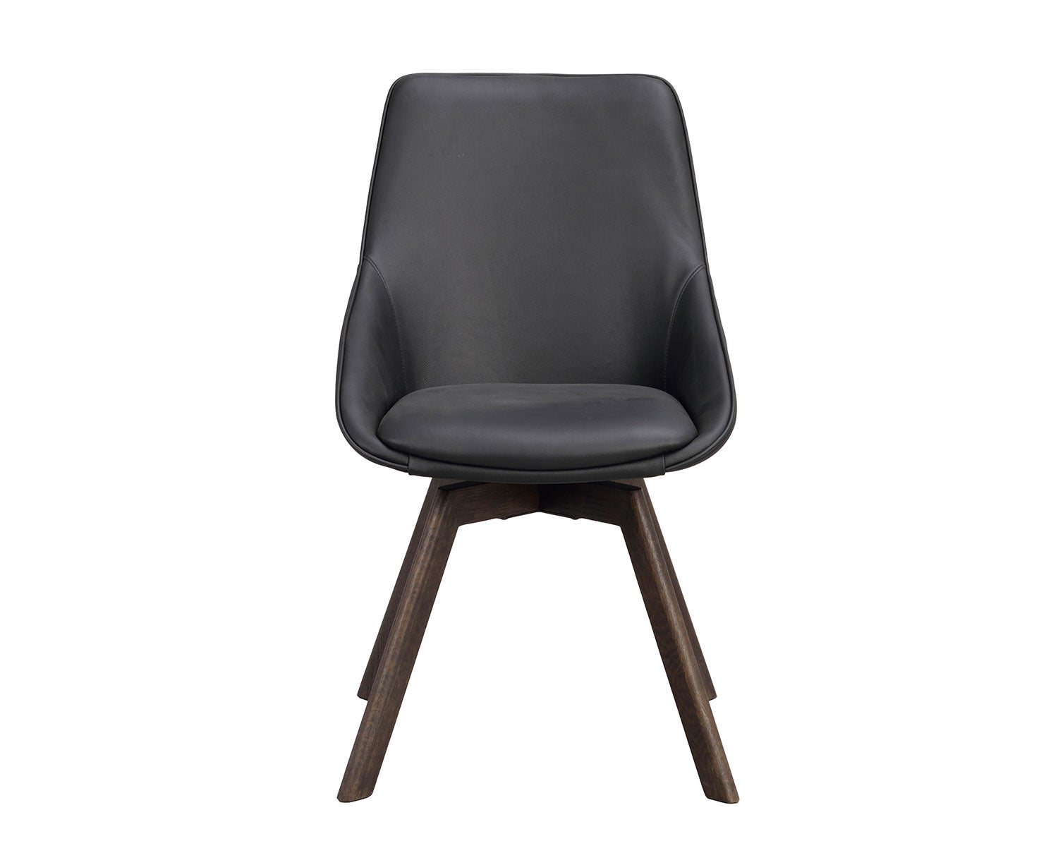 Alison stol i svart läder, bruna ekben