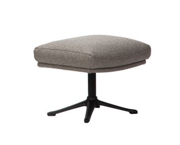 Sini Fotpall i tyget Vallo Gravel Grey med ben i svart aluminium