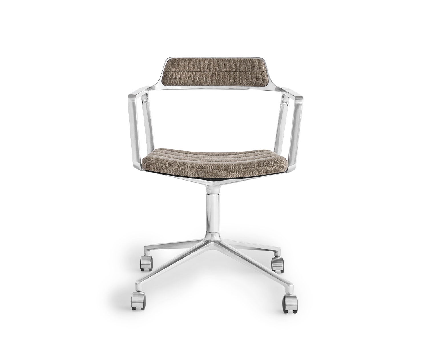 Vipp-452-Swivel-Chair-Aluminium-Dark-Sand-Castors