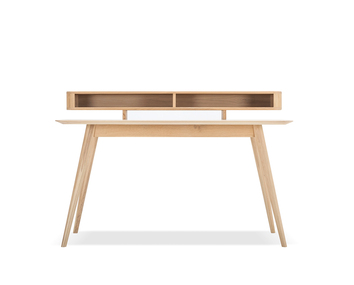 Stafa Skrivbord i ek med vit hylla