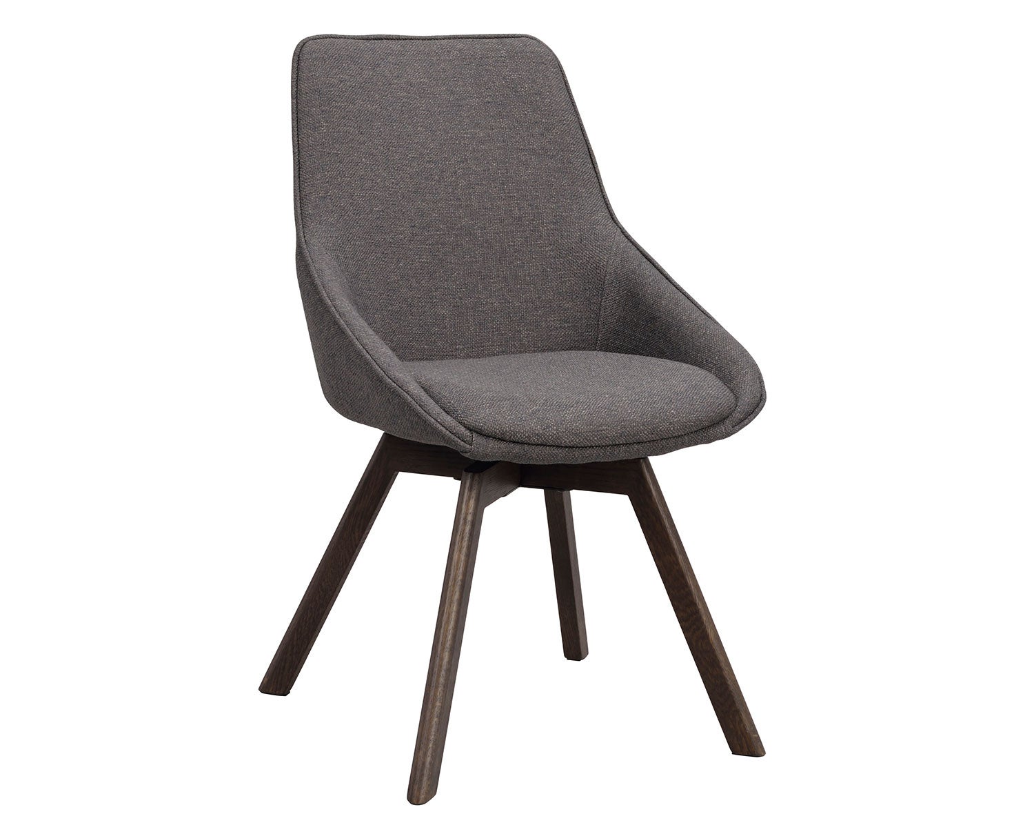 Alison stol i mörkgrått tyg, bruna ekben