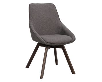 Alison stol i mörkgrått tyg, bruna ekben