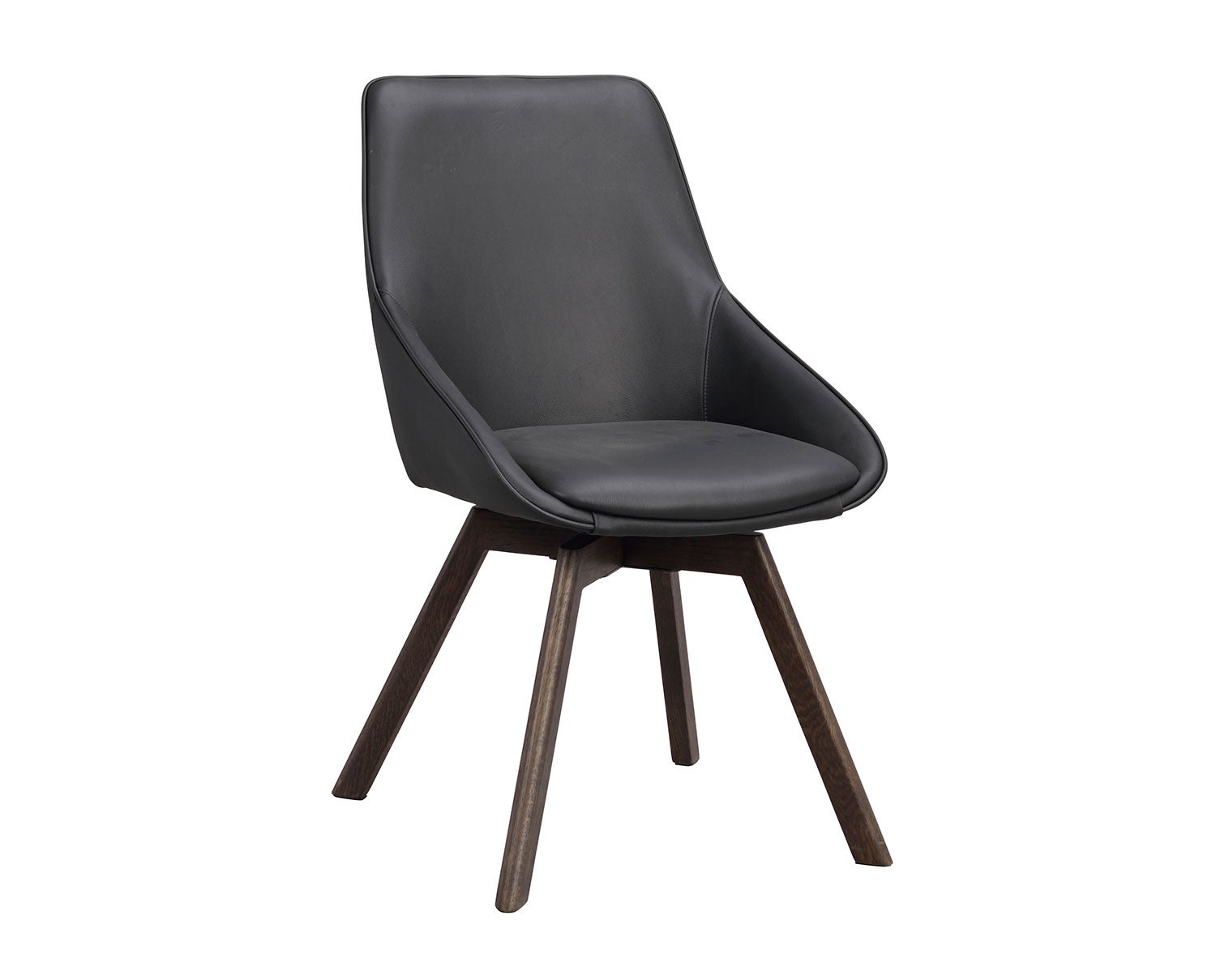 Alison stol i svart läder, bruna ekben