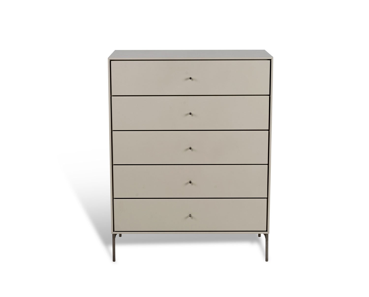 Volt Byrå 5 Lådor | Beigelack och med ben av rostfritt stål