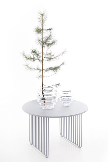 BARR Cirkelbord med Pall Grå med vas med granskott