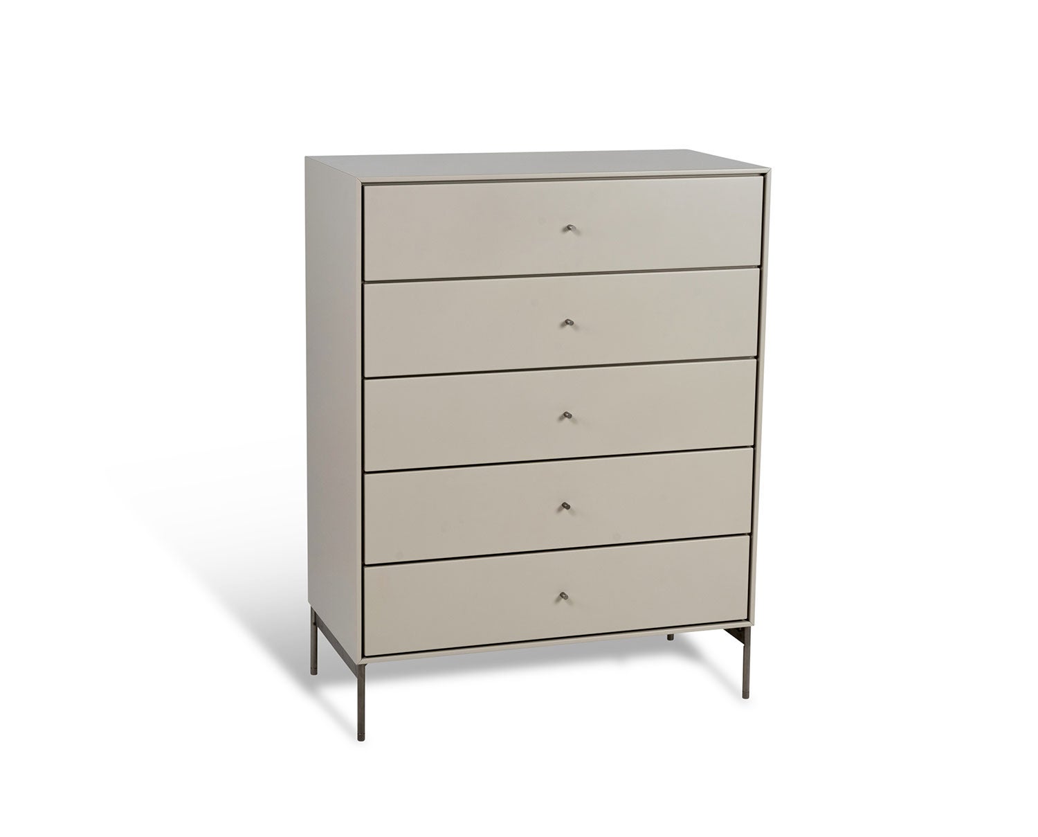 Volt Byrå 5 Lådor | Beigelack och med ben av rostfritt stål