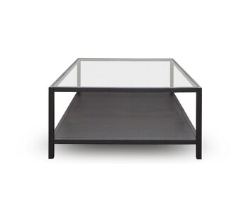 2000 Soffbord Dark Oak 105x105 med Glasskiva