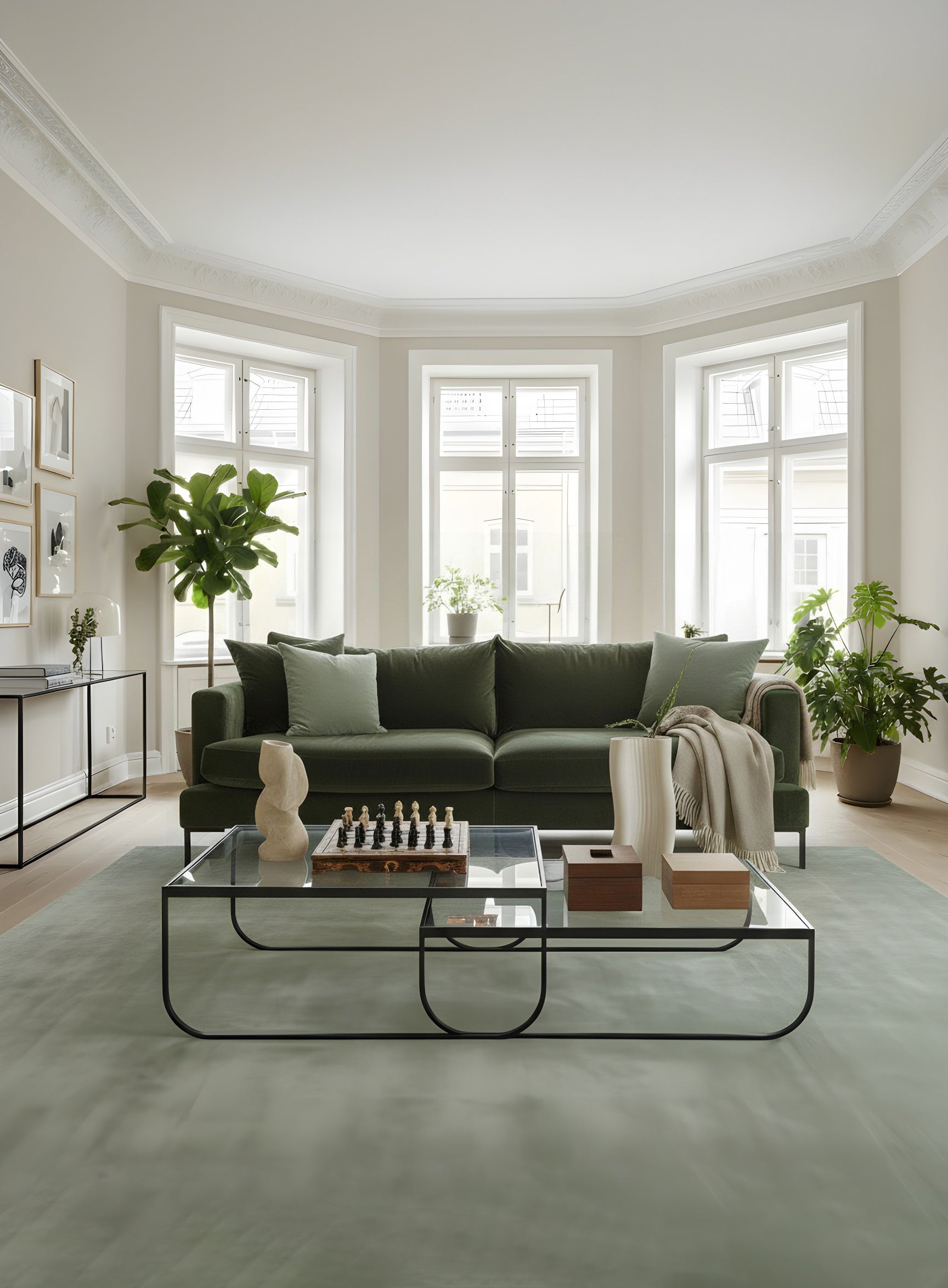 Wind-sofa-green-room-3.jpg NINETEEN23 Wind soffa i grönt tyg i vardagsrum