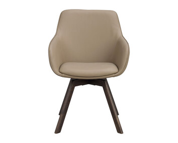 Alison karmstol i beige läder, bruna ekben