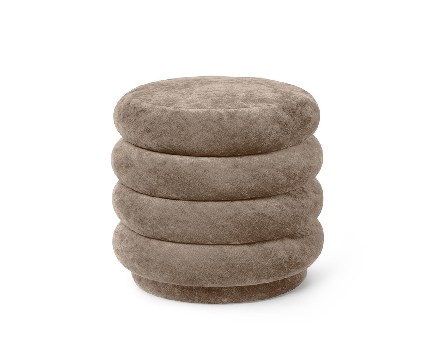 Pouf Round Sittpuff i tyget Faded Velvet Beige