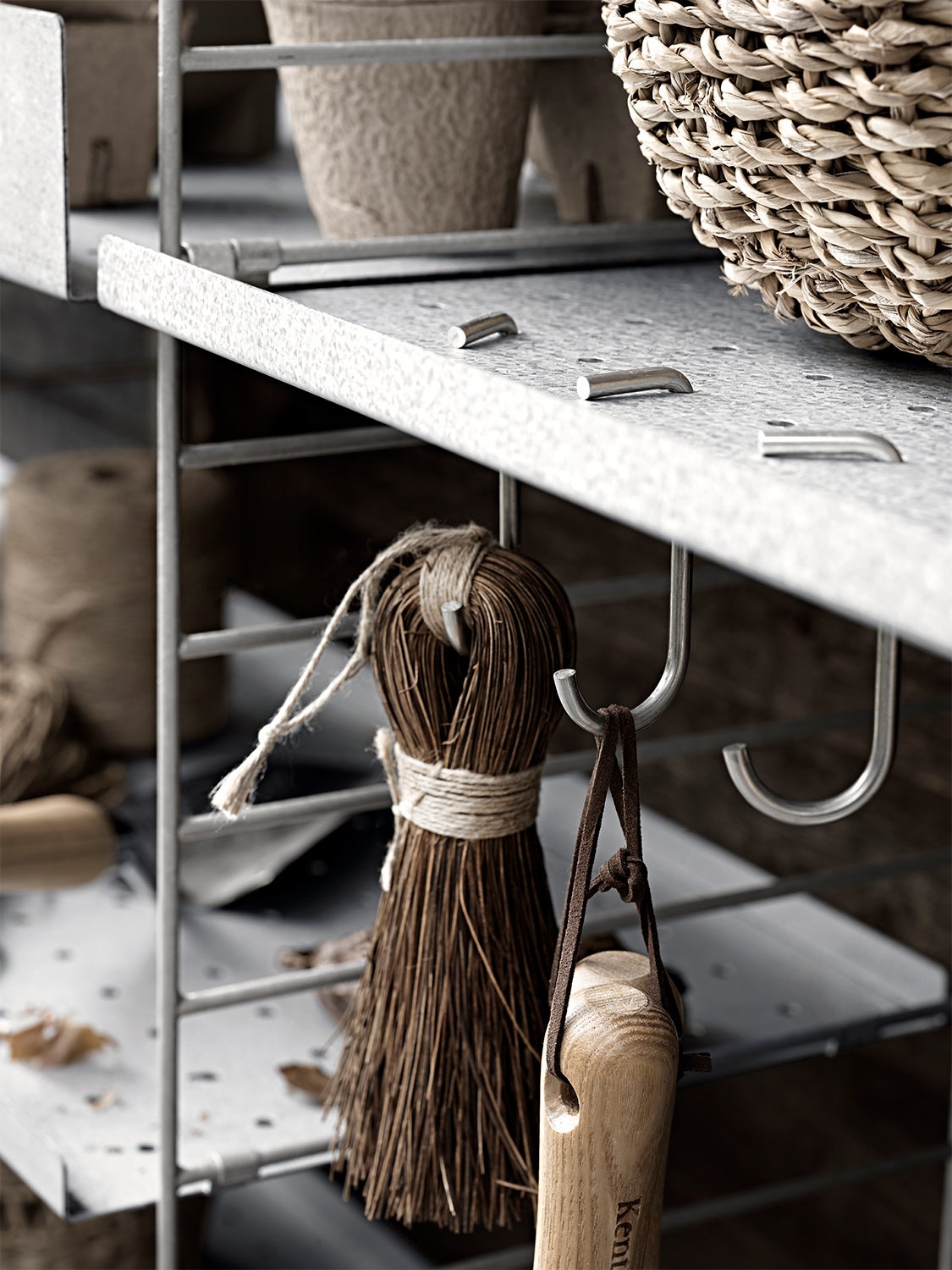 String outdoors närbild galvaniserad krok
