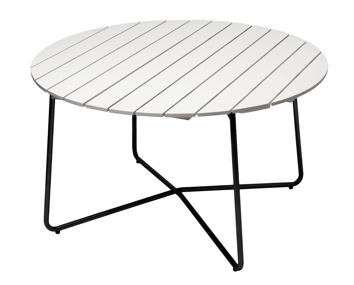 Bord 9A Ø120 i vitlackad ek med svart stativ