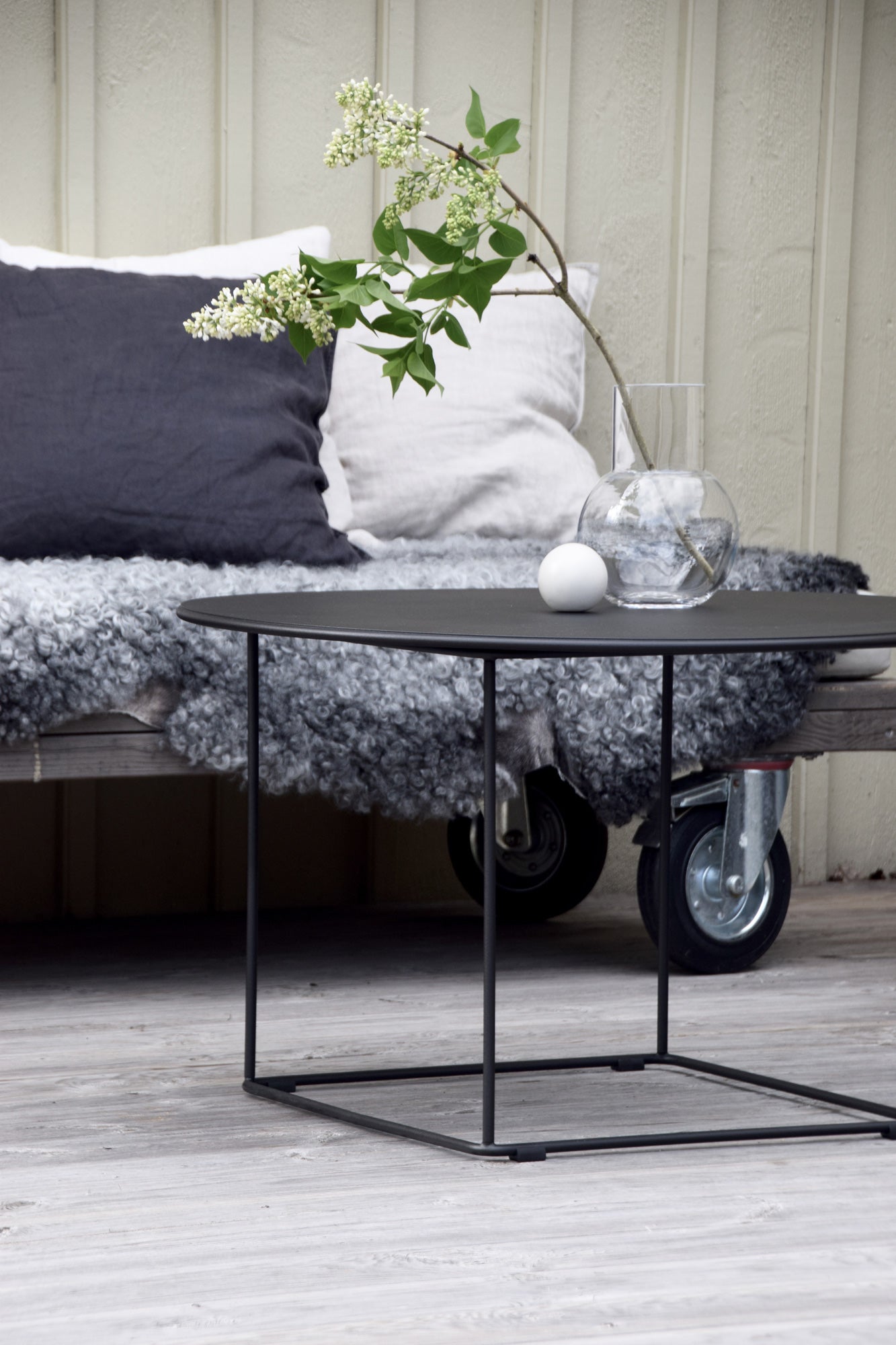 Barr loungebord med rund skiva | Svart