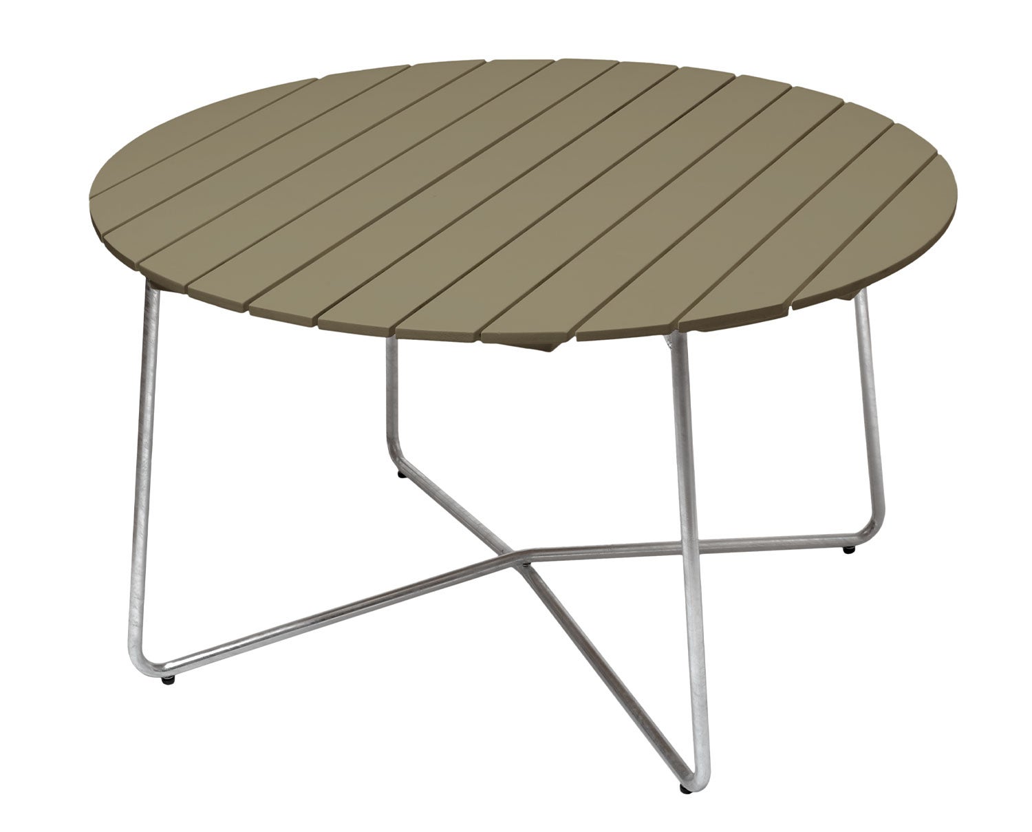 Bord 9A Ø120 i ljusgrön lackad ek med varmförzinkat stativ