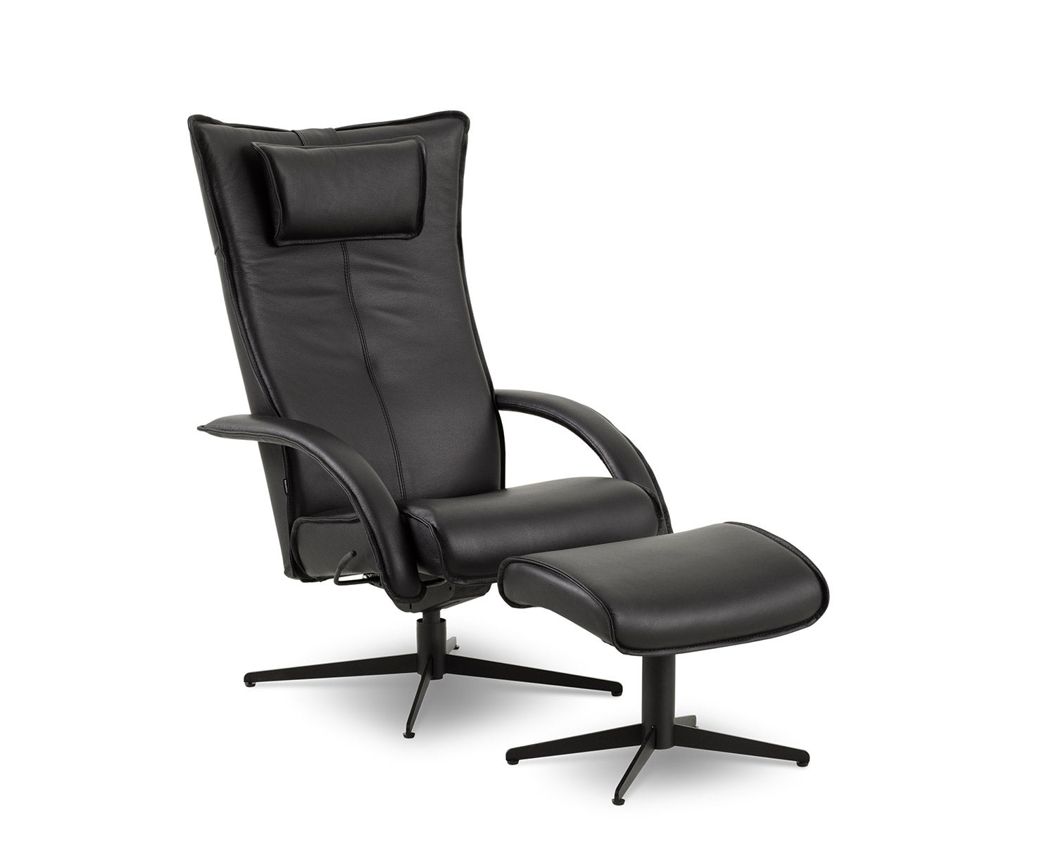 Delta Motion Fåtölj med Pall | Original, Svart läder