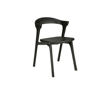 Bok Stol Svartlackad Ek Läder Svart