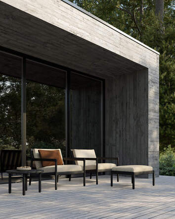 Jack Outdoor Loungefåtölj | Svartlackad, Neutral på en härlig stor terass. 