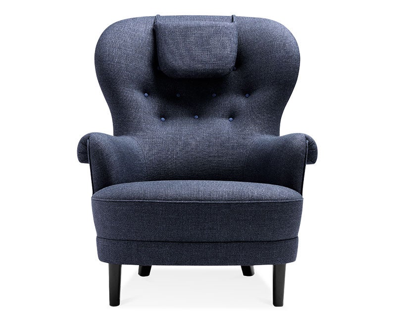 Rundrygg Fåtölj klädd i tyget Rami 4462