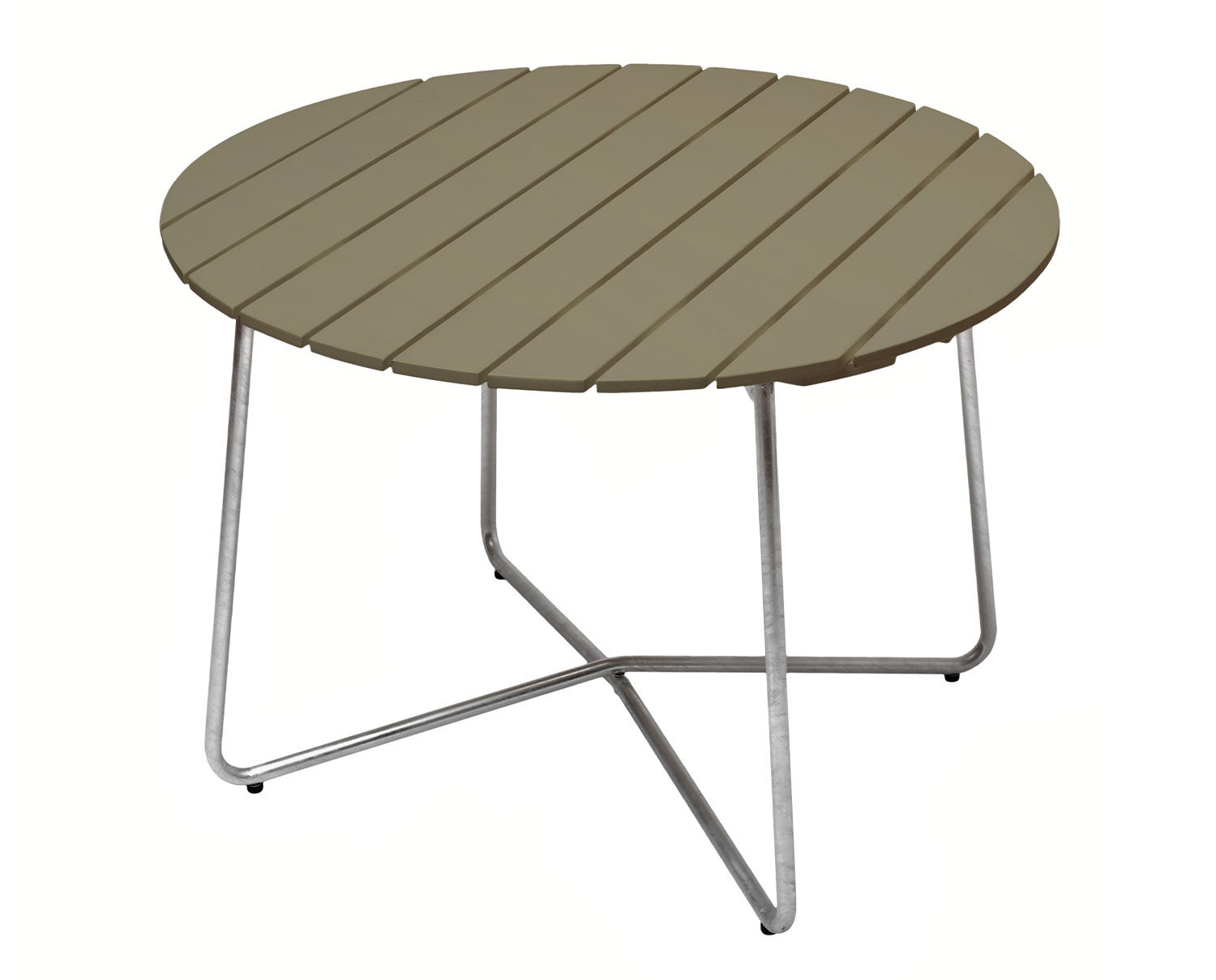 Bord 9A Ø100 i ljusgrön lackad ek med varmförzinkat stativ